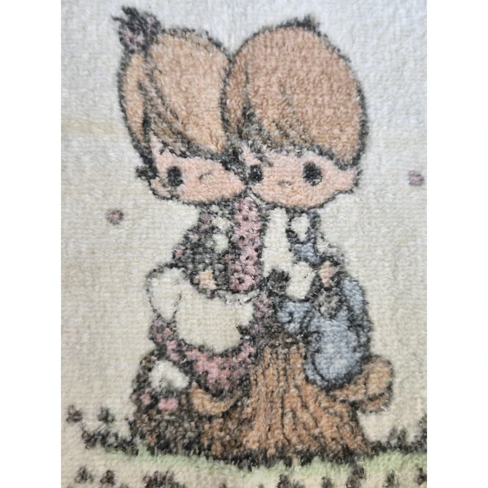 Vintage Precious Moments Terry Cloth Washcloth Bath Towel USA Leshner Mills 12